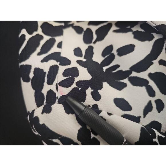 Kim Rogers Open Front Blazer Black White Red Print Petite 14P Jacket - Picture 7 of 9